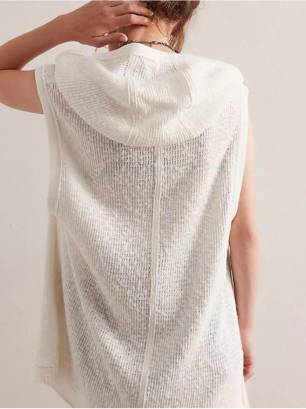 We The Free Ivory Hooded Knit Swim Cover-Up